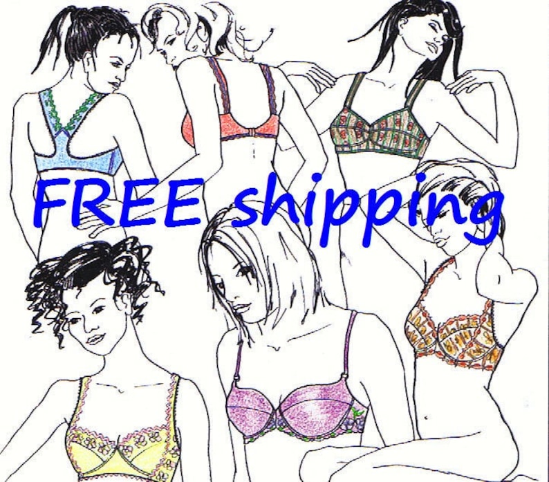 BRA Pattern BHS10 with 5 designs : FREE Shipping by Merckwaerdigh image 1