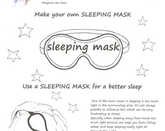 SLEEPING MASK digital Pattern Printable to make your own by Merckwaerdigh