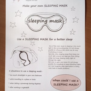 SLEEPING MASK digital Pattern Printable to make your own by Merckwaerdigh image 2