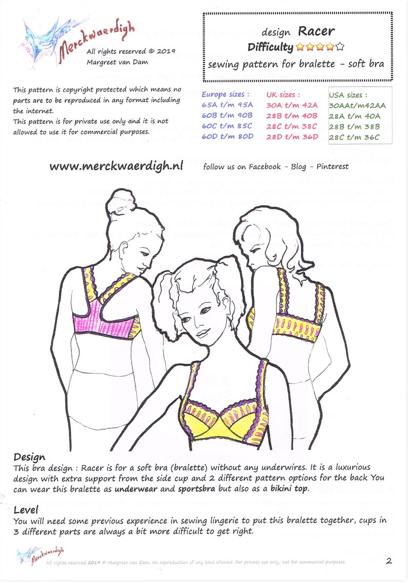 BRALETTE E-booklet Pattern RACER by Merckwaerdigh image 3