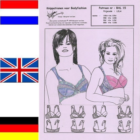 BRA Pattern BHL15 for LARGE Sizes : FREE Shipping by Merckwaerdigh