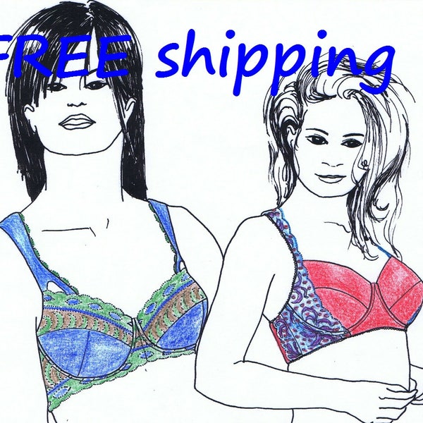BRA Pattern BHL15 for LARGE Sizes : FREE Shipping by Merckwaerdigh