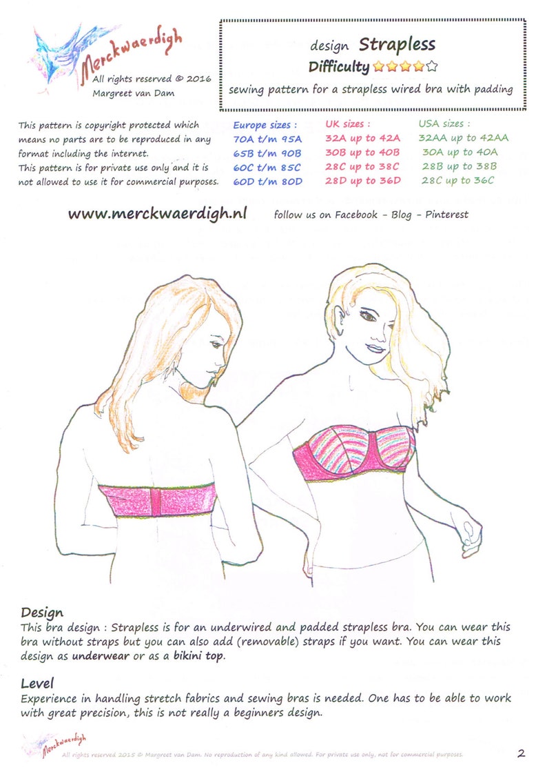 E-booklet BRA Pattern BRETELLES Soutien-Gorge Rembourré à Armatures par Merckwaerdigh image 3