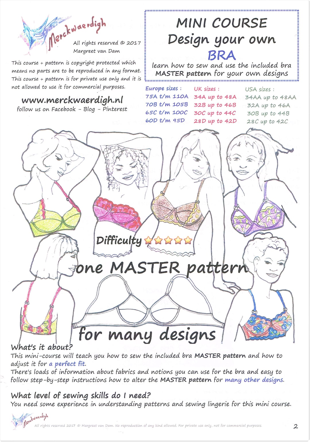 E-book MINI-COURSE Design Your Own BRA Pattern by Merckwaerdigh 