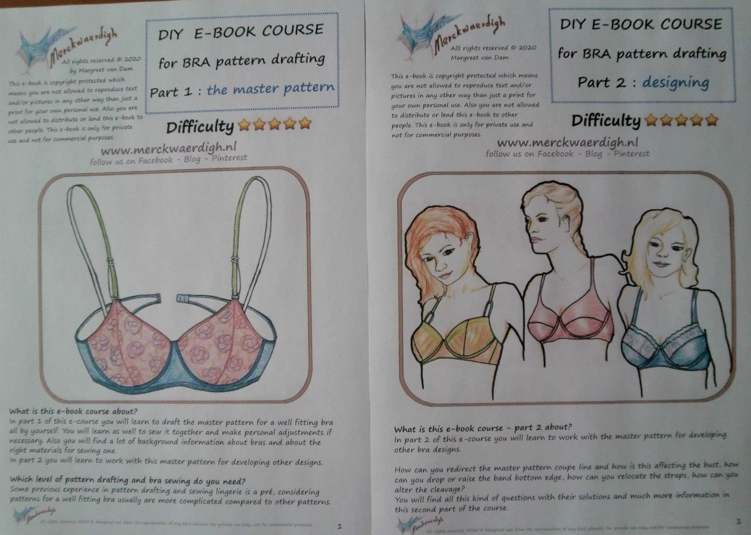 ENGLISH E-book FULL-COURSE for Bra Pattern Drafting by Merckwaerdigh 