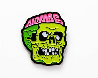 Numbskull Enamel Pin - 1.25" Zombie Skull Lapel Pin, Numb Skull