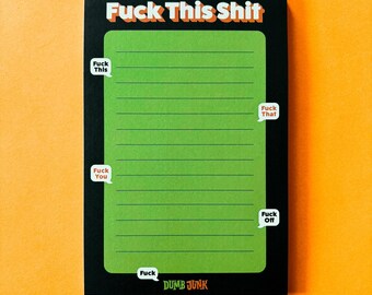Blocco note F*ck This Sh*t (4x6") / Blocco di cancelleria sarcastico / Articoli per ufficio divertenti e originali / Regalo sarcastico per colleghi / Note umoristiche per adulti