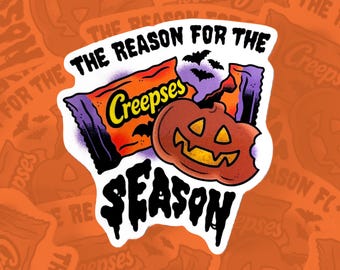 Adesivo in vinile da 3" "Motivo della stagione" di Halloween / Adesivo impermeabile e resistente alle intemperie con tatuaggio flash di zucca della stagione spettrale