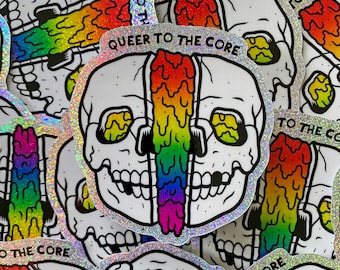 Queer To The Core 3" Vinyl Sticker | Holographic Glitter Waterproof Weatherproof Sticker