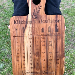 Calculadora de cocina de madera de teca - Tabla de cortar, idea de regalo de Navidad, idea de regalo de cumpleaños
