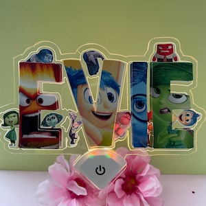 Inside Out 2 Cake Topper: Acrylic LED Party Decoration