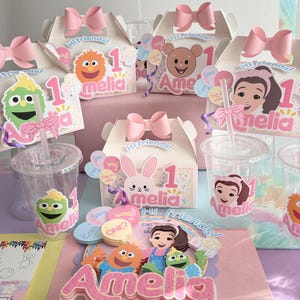 Personalisierte Ms. Rachel Geburtstagsparty-Paket: Kuchen Topper, Gastgeschenke, Tassen