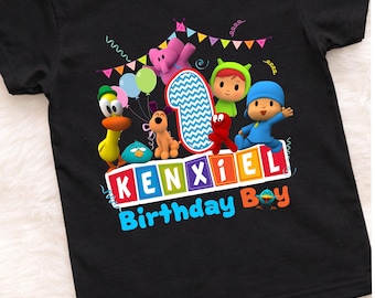 Camiseta de cumpleaños de Pocoyo, camiseta personalizada para el primer cumpleaños.