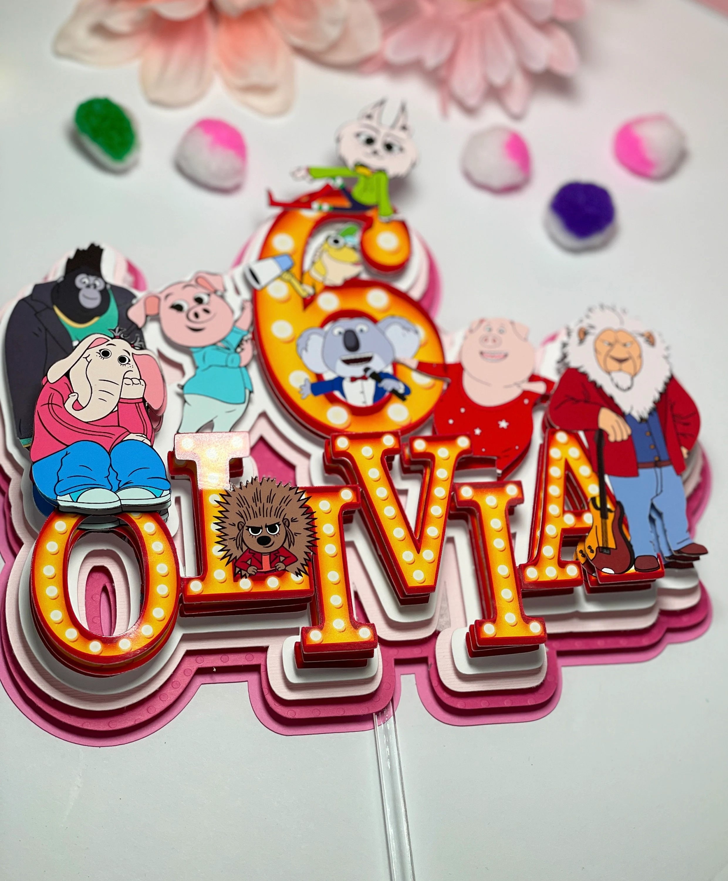 Sing movie Cake topper, Sing movie Birthday, Sing movieParty, Sing movie Party Supplies, Sing movie3D letter