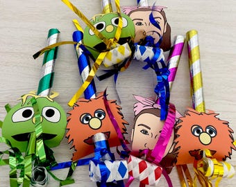 Ms Rachel party  blowouts, Miss overalls
