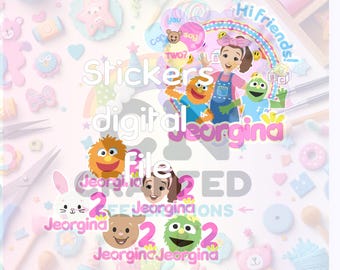 Personalized Miss Rachel Stickers: Birthday Party Favors (Digital Download PNG)