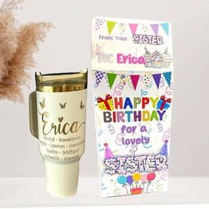 Personalized 40oz Tumbler With Handle, Custom Name Tumbler With Lid and Straw, Birthday Gifts For Her, cups 40 Onz
