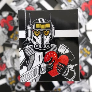 Pegatina holográfica grande con corazón brillante de Star Wars Bad Batch TECH