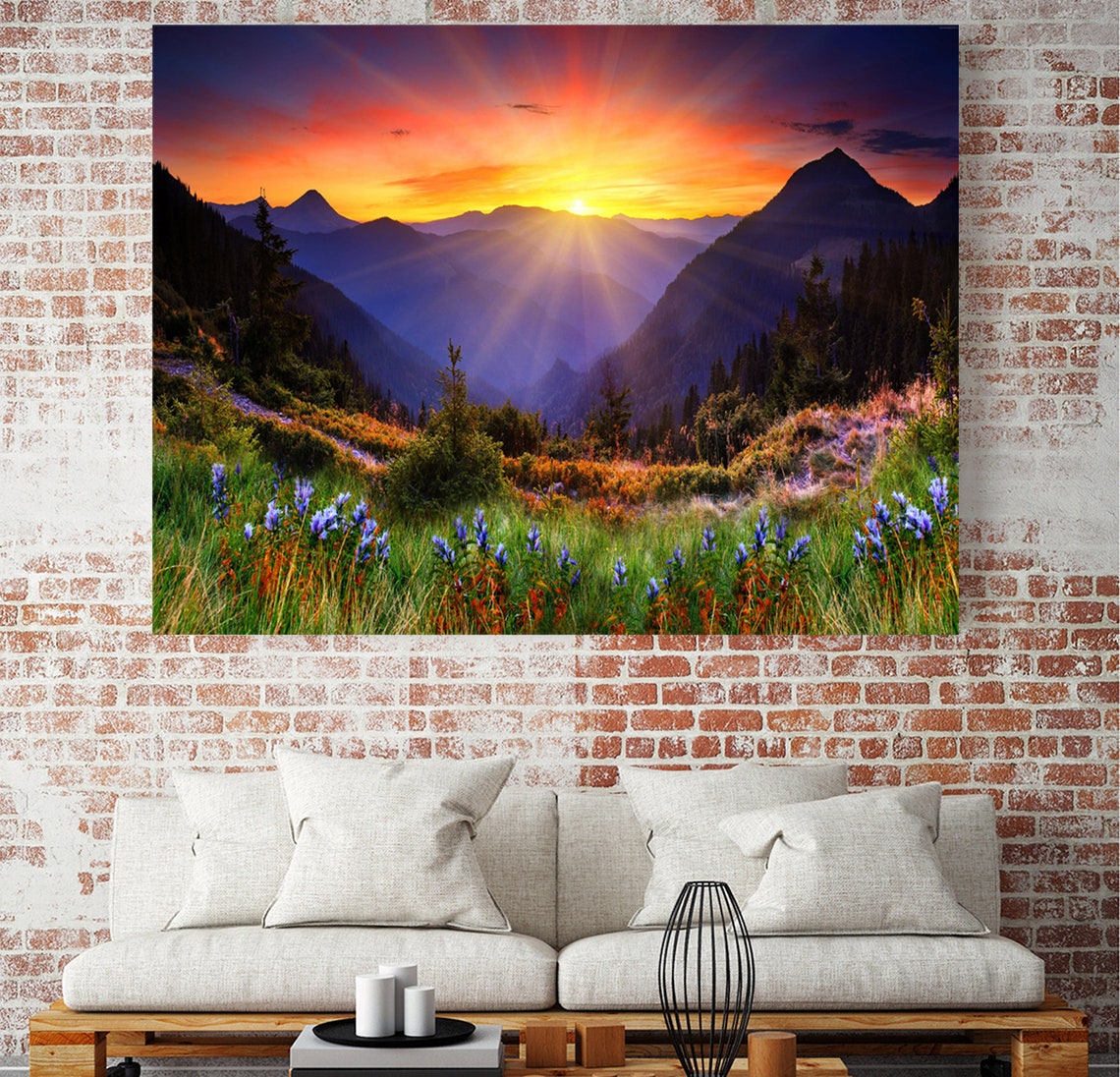 Mountain Print Large Wall Art Sunrise Home Decor, Nature Wall Art ...