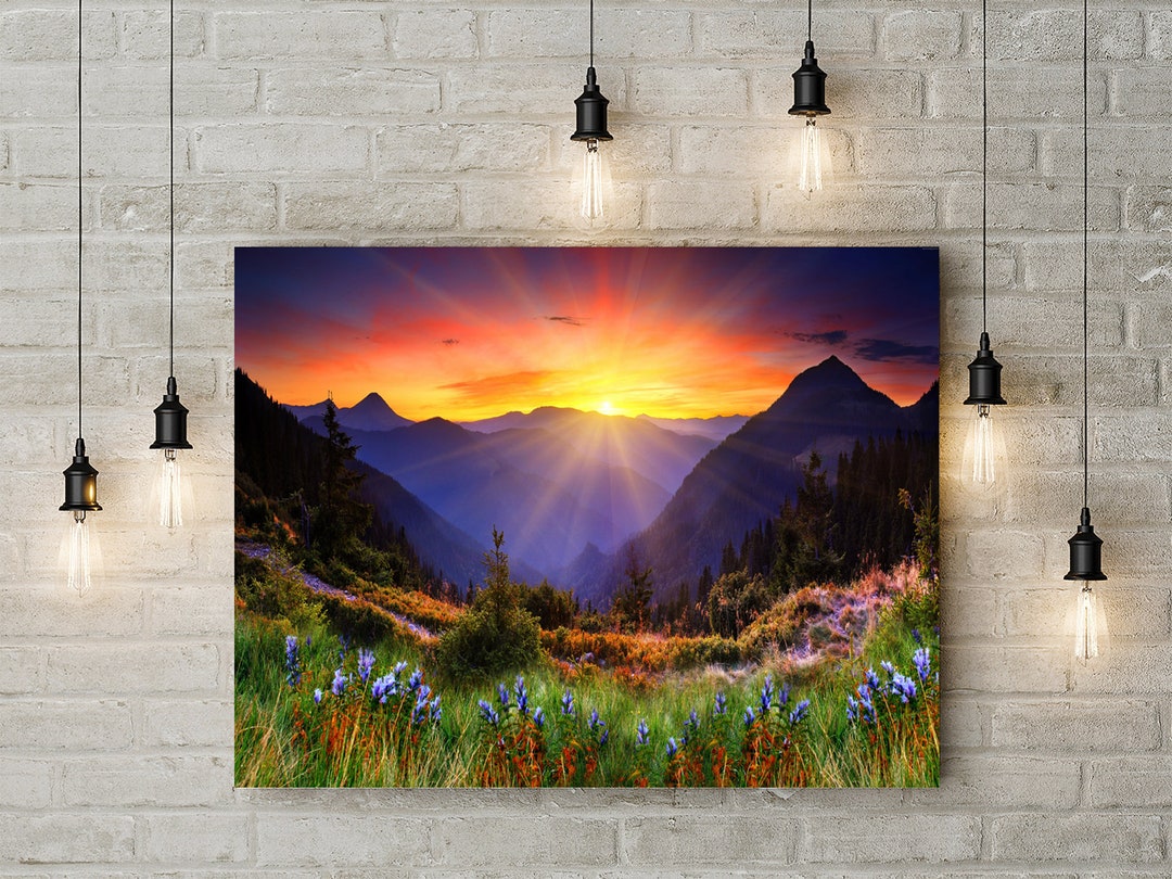 Mountain Print Large Wall Art Sunrise Home Decor, Nature Wall Art ...