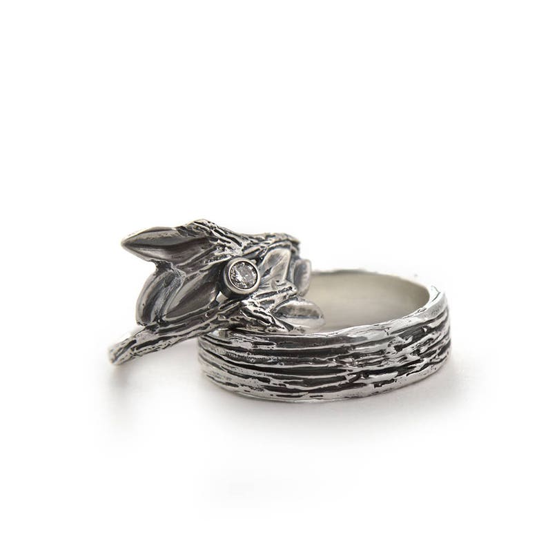 Entwined Branches Handmade Sterling Silver Diamond Engagement - Etsy
