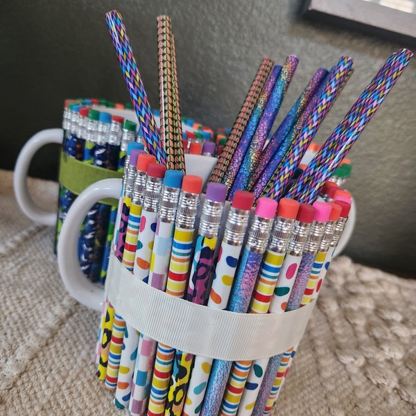 Pencil Clutter Holder Mugs - Hand Made Amazing Custom Gift for Teachers, Dad, Mom, Family, Co-Workers, High Quality 16oz Pencil, Pen Holder