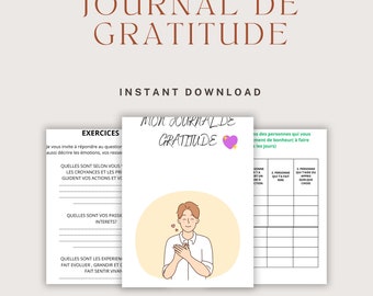 Journal gratitude et exercices à imprimer remercier univers, dieu, selon vos croyances, pdf téléchargement immédiat( 38 pages).