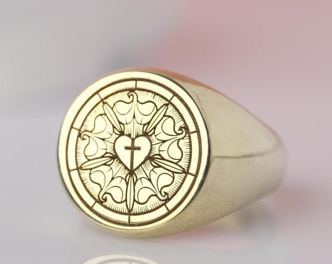 Luther Rose Signet Ring: Sterling Silver Reformation Jewelry