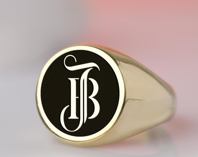 Personalized Monogram Ring – Custom Gold Signet, Engraved Initial Jewelry for Men & Women