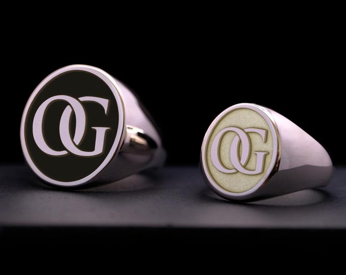 Custom Serif Initial Ring: Sterling Silver or Gold Signet