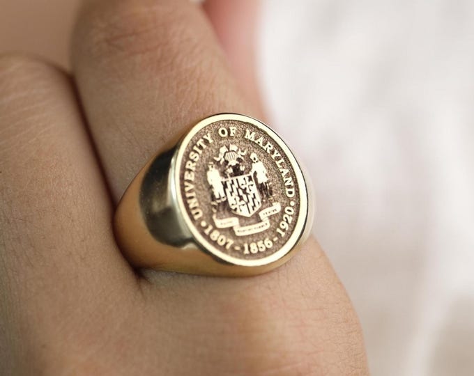 Vintage Style Seal Ring – Graduation Signet with Gold or Silver Plating