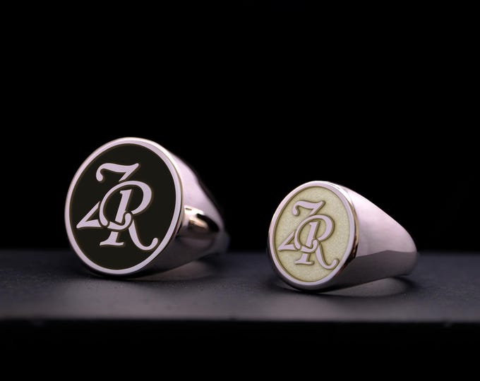 Personalized Initial Signet Ring: Sterling Silver or Gold, Custom Letter