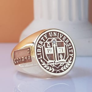 10k Solid Gold Class Ring: Custom Engraved Graduation Signet