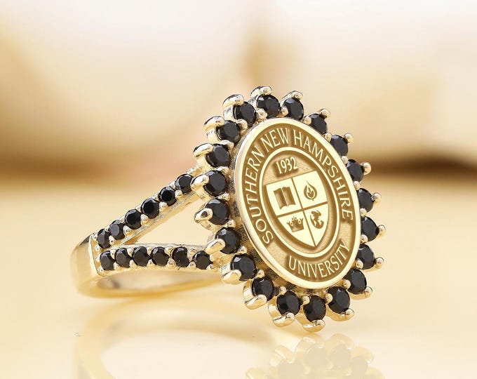 Black Stone Graduation Ring: Sterling Silver Custom Class Ring