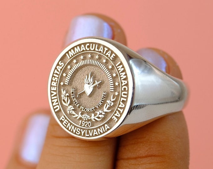 Large Custom Class Ring – Oversized Personalized Signet Ring in Silver or Gold
