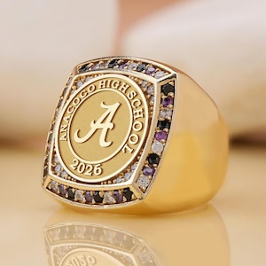 University Graduation Class Ring – Personalized College Ring, Custom Gold & Silver School Ring, Engraved Graduation Gift for Him / Her
