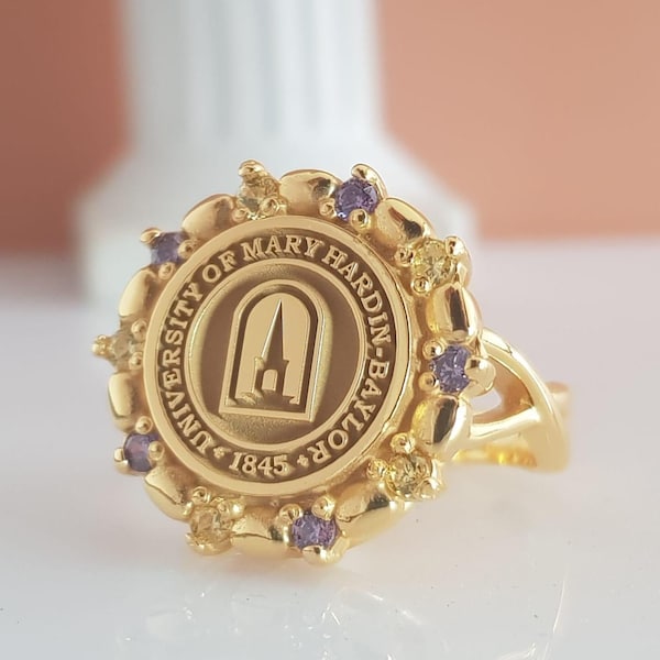 Custom Graduation Signet for Her • CZ Halo College Keepsake Gift • Alumni Jewelry 2025