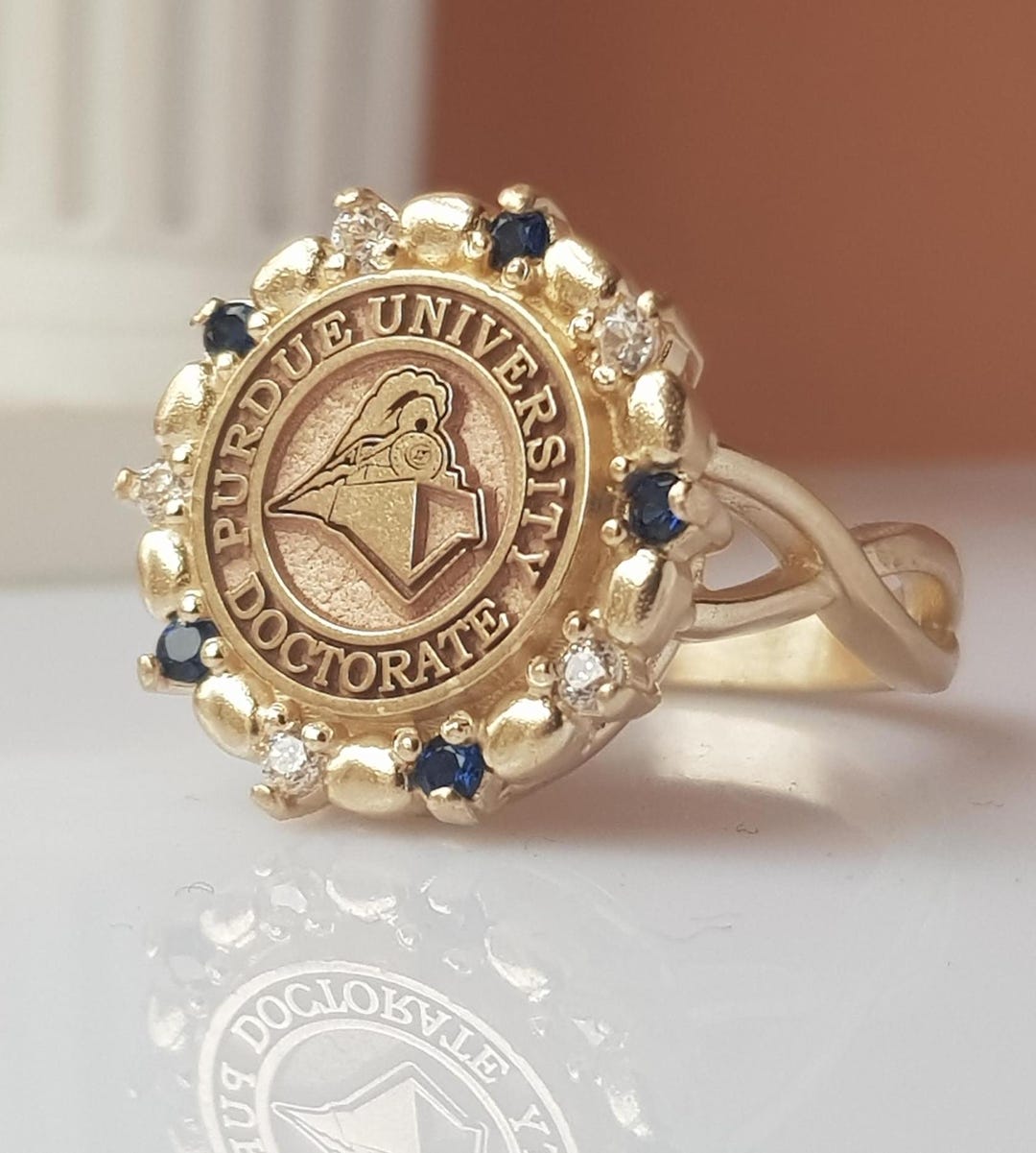 2025 Doctorate Grad Ring | Custom Gold Crest Ring for Phd Graduation ...