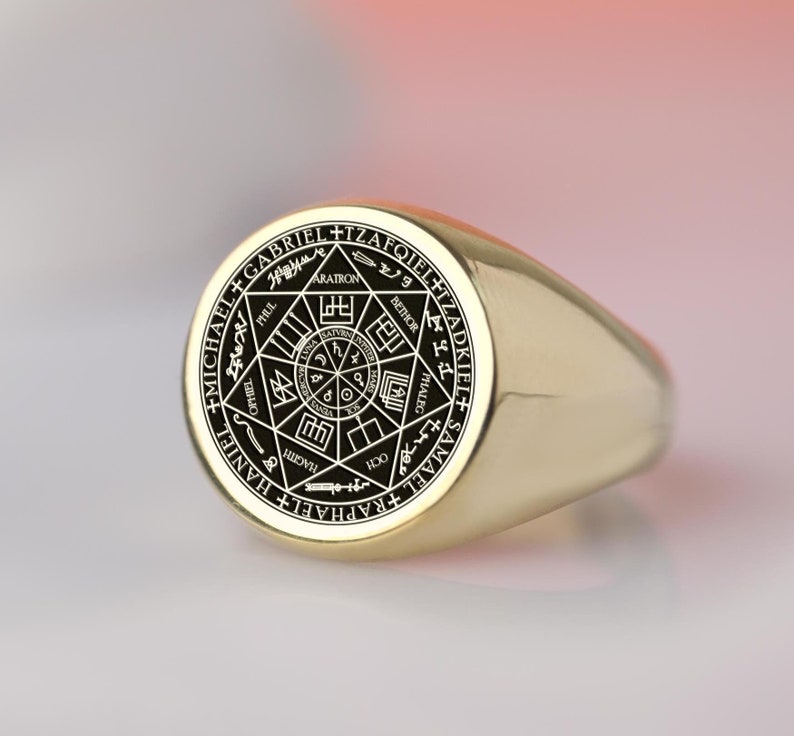 Seven Archangels Signet Ring – 10K 14K Gold & Sterling Silver, Spiritual Protection Ring