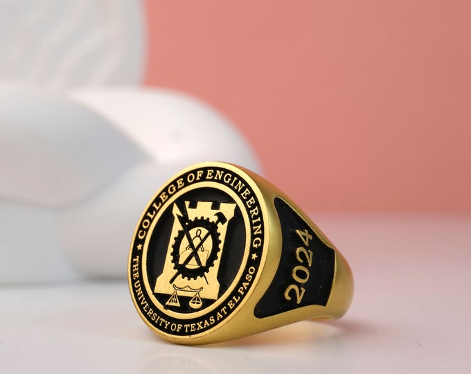 14K Gold Class Ring – Custom College Class Ring, 14K Gold Grad Gift