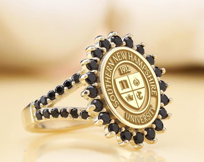 Black Stone Graduation Ring: Sterling Silver Custom Class Ring