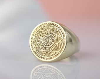 Celestial Seven Archangel Ring – Guardian Angel Protection Sigil, Sterling Silver Spiritual Jewelry