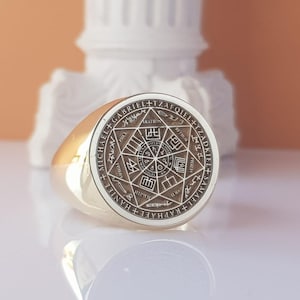 Seven Archangels Signet Ring – 10K 14K Gold & Sterling Silver, Spiritual Protection Ring