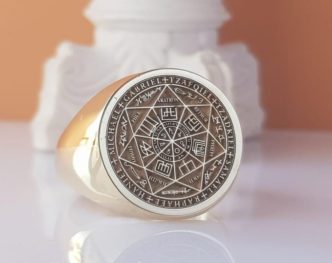 Seven Archangels Signet Ring – 10K 14K Gold & Sterling Silver, Spiritual Protection Ring