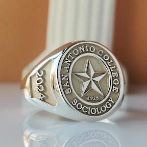 Sterling Silver Personalized Graduation Ring, Custom College Graduation Souvenir Gift