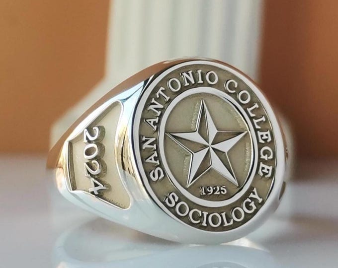 Sterling Silver Personalized Graduation Ring, Custom College Graduation Souvenir Gift