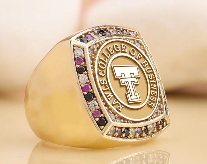 Personalized University Class Ring: Engraved College Alumni Jewelry