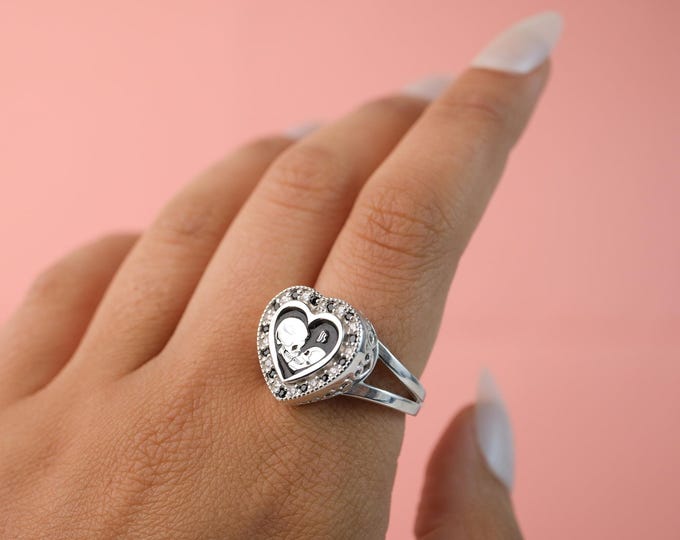 Gothic Skull Heart Ring: Sterling Silver Dark Romance Jewelry