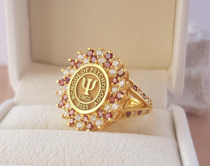 Graduation Ring, Custom College Ring /  Class of 2025 Sterling Silver or Gold