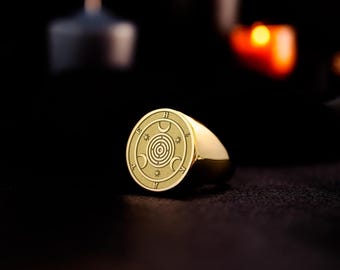 Hecate 925 Sterling Silver Sigil Ring,  Wiccan Goddess Jewelry - Gold Vermeil or Platinum